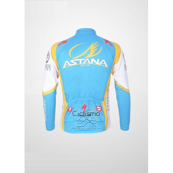 Astana Ropa Ciclismo Culotte Largo 2012 Mangas Largas Azul Claro y Negro